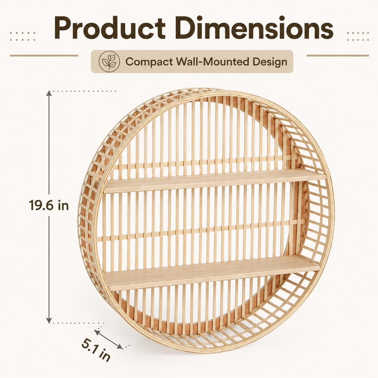 Rattan Wall Shelf / Handwoven Boho Floating Display Shelf