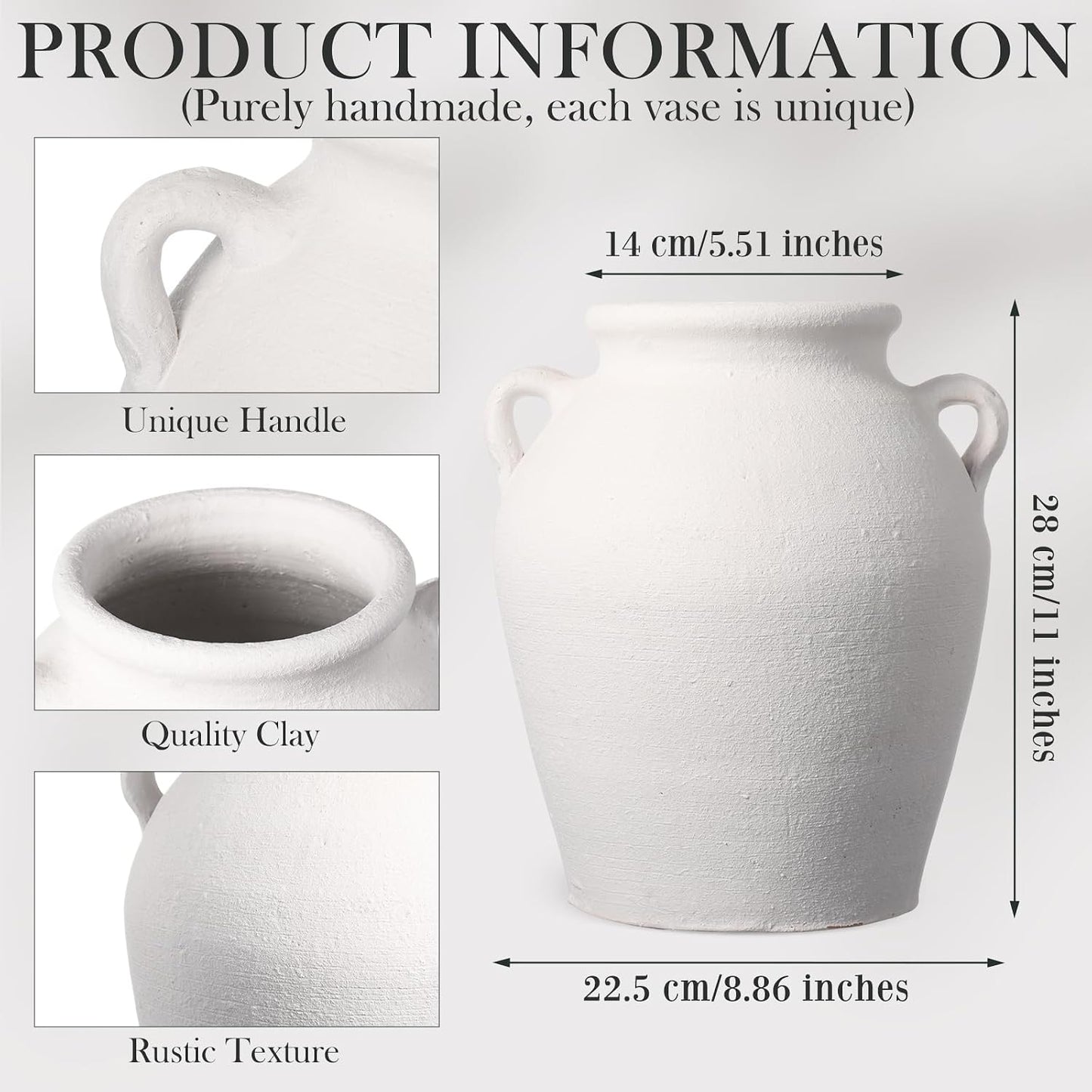 Ceramic Vase / White / 11 Inch