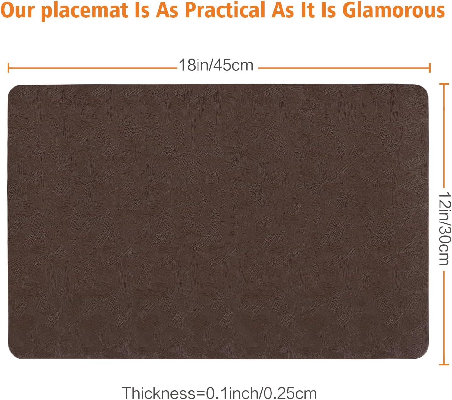 Brown Vinyl Placemats Set of 8 Waterproof Wipeable Table Mats | Heat Resistant Easy Clean Place Mats Faux Leather Table