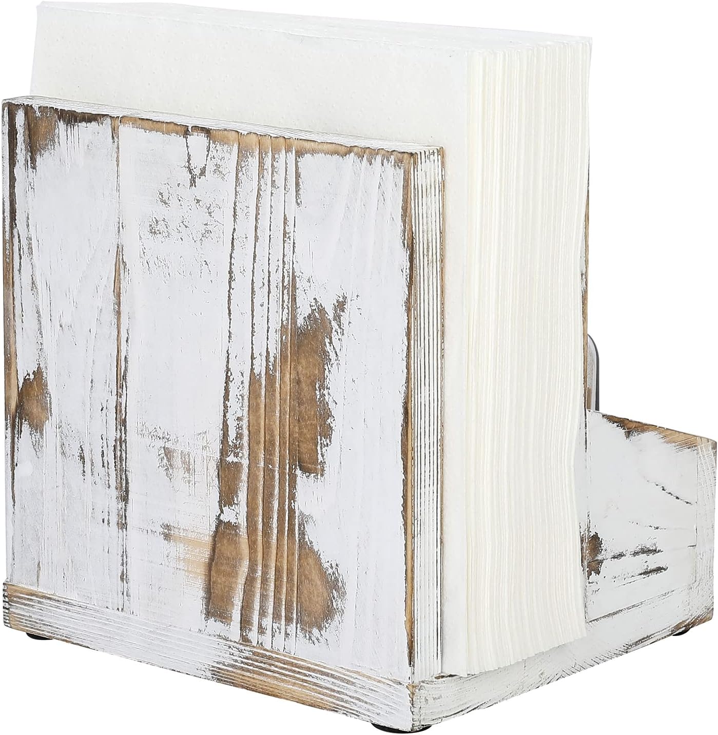 Wood Napkin Holder / Whitewashed / Black