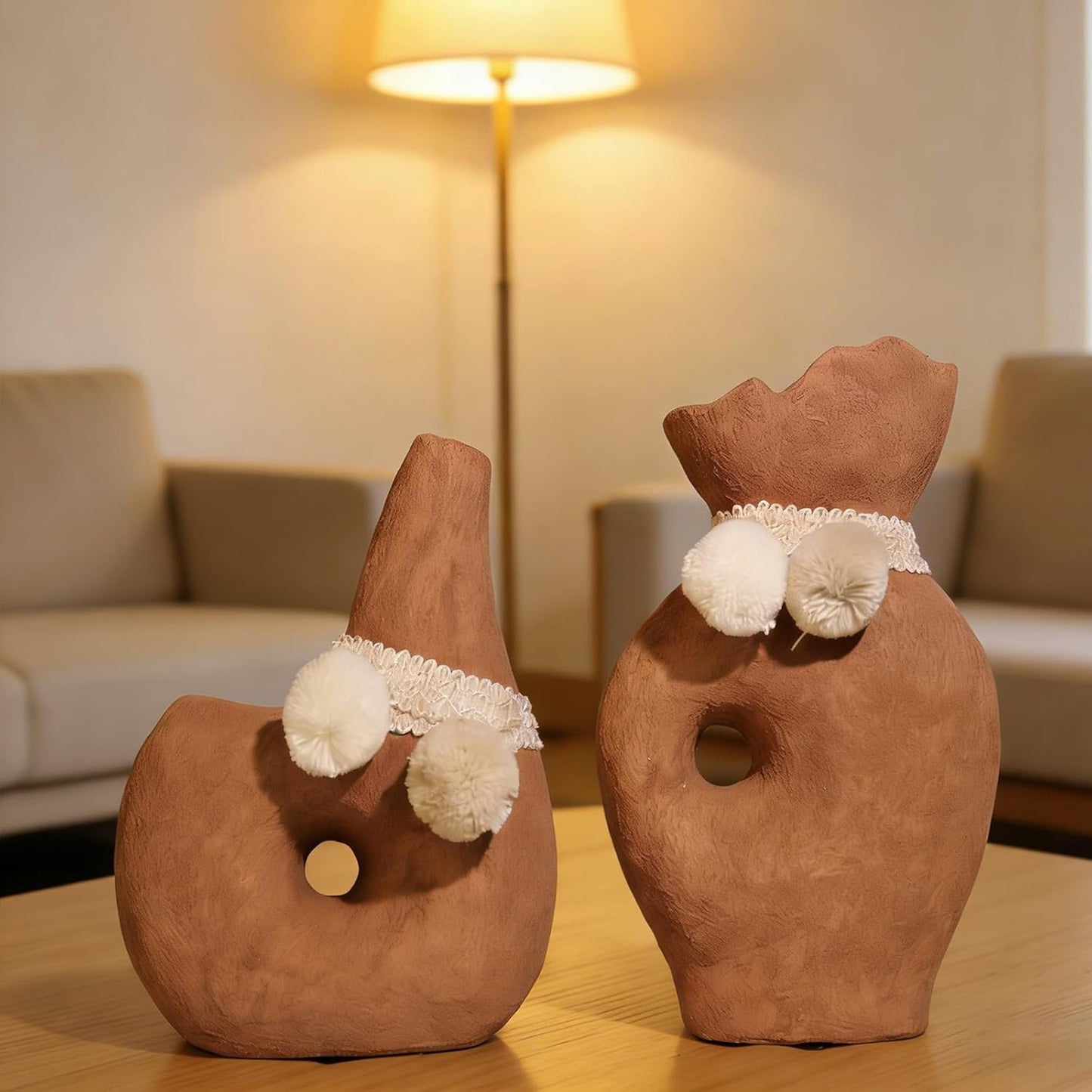 Modern Ceramic Flower Vase / Terracotta / Set of 2