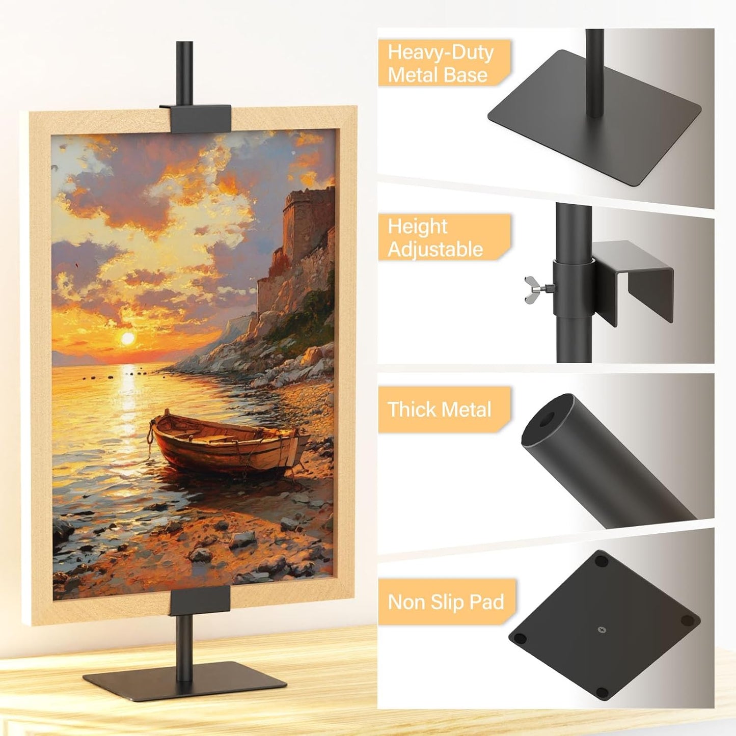 Tabletop Easel Stand for Picture Frames / Black