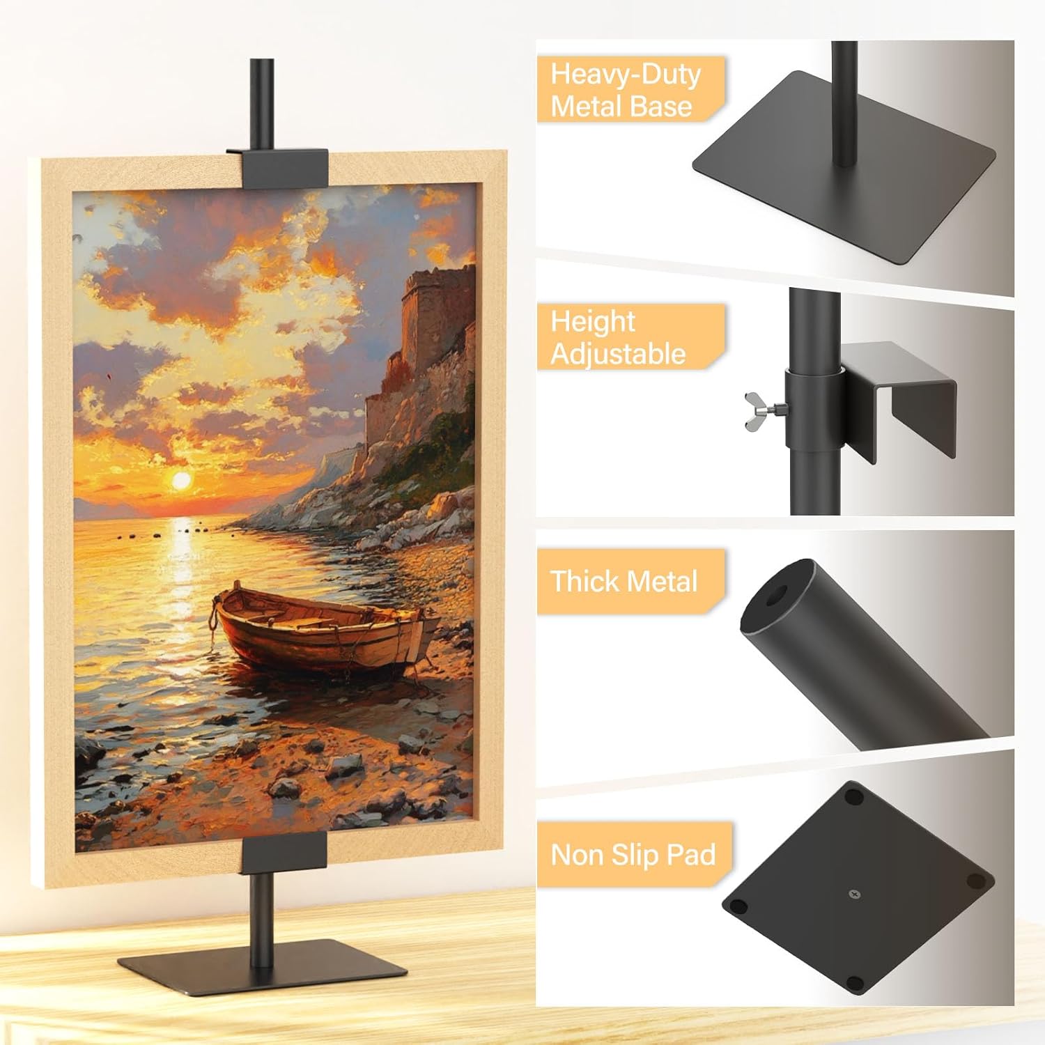 Tabletop Easel Stand for Picture Frames / Black