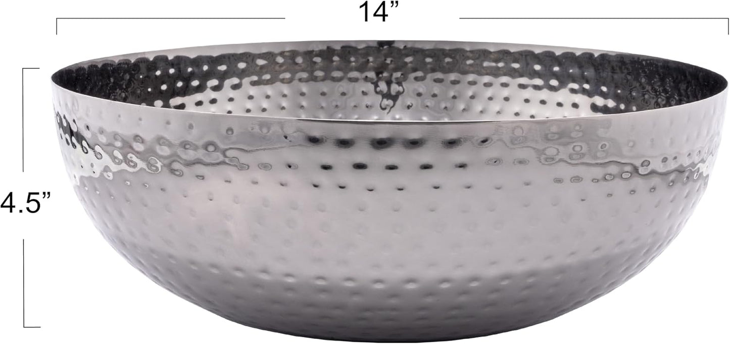 Round Hammered Metal Bowl / Oxidized Silver