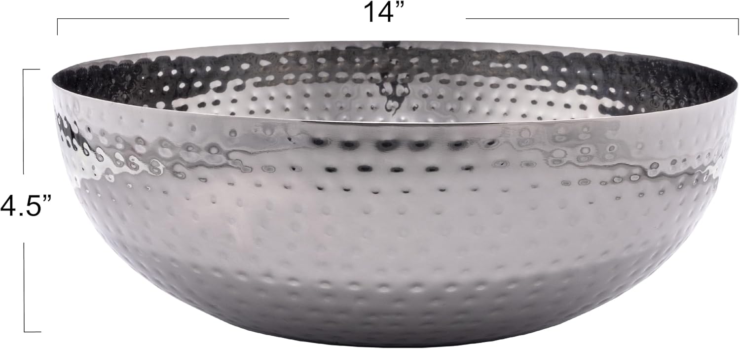 Round Hammered Metal Bowl / Oxidized Silver