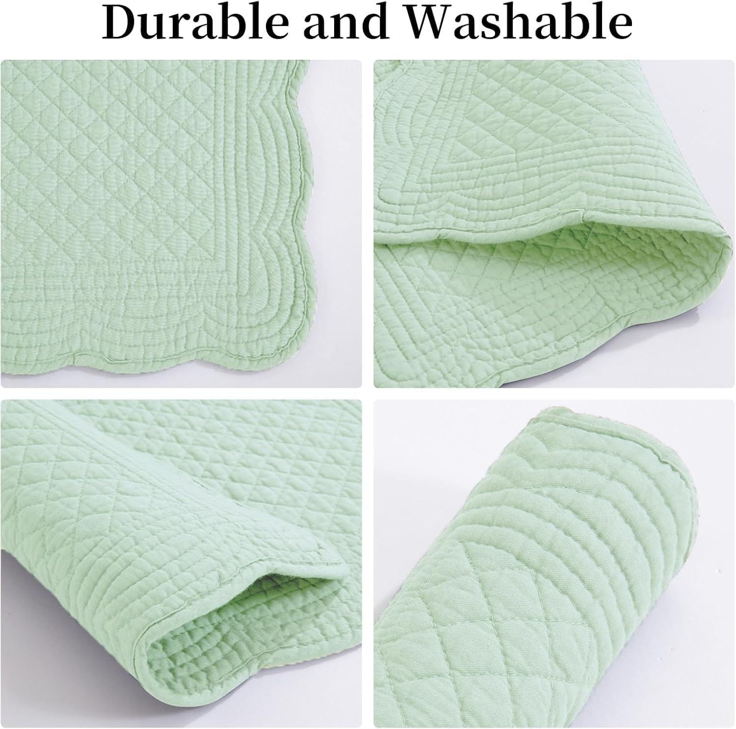 HOMBYS Quilted Placemats Set of 4 Washable-Rectangular Placemats for Kitchen Table-100% Cotton Fabric Rectangular Table