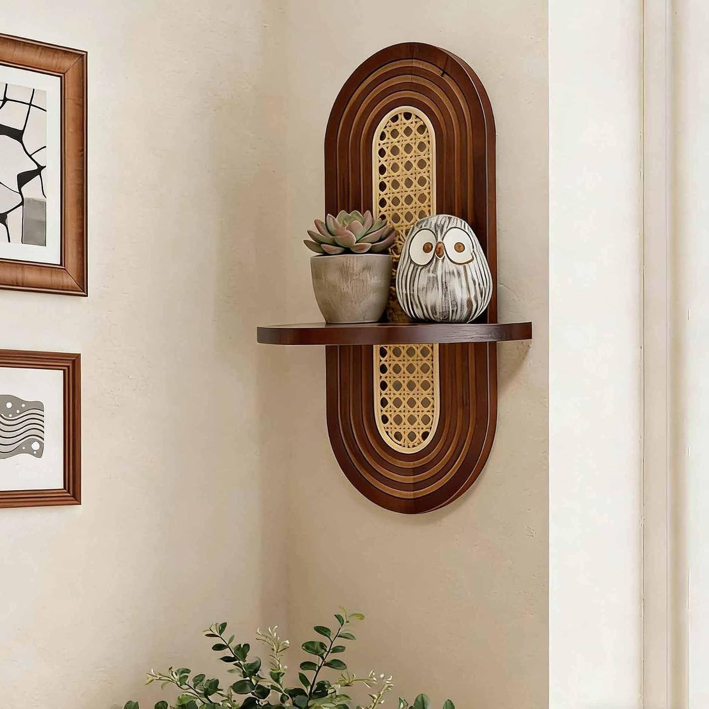 1pc Mid-Century Modern Wall Shelf / Walnut