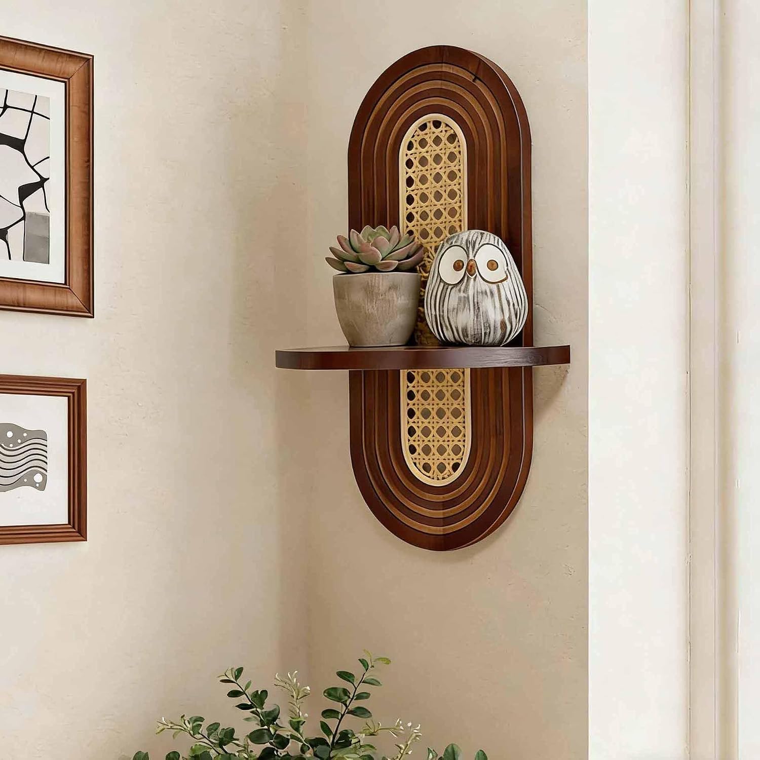 1pc Mid-Century Modern Wall Shelf / Walnut