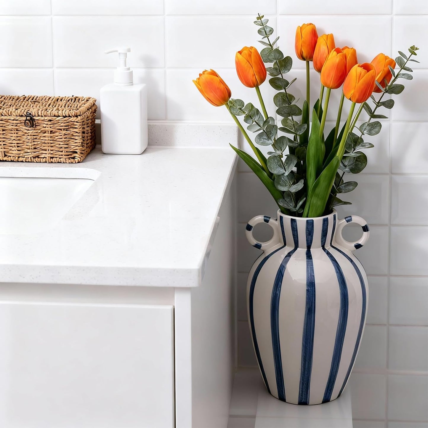 Modern Checkered Vase / Blue