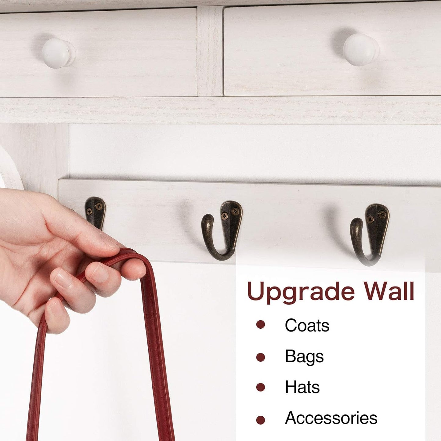 Emfogo Coat Hooks Wall Mounted, Rustic Wood Coat Rack Wall Mount Shelf with Hooks, Farmhouse Wall Coat Rack with Shelf