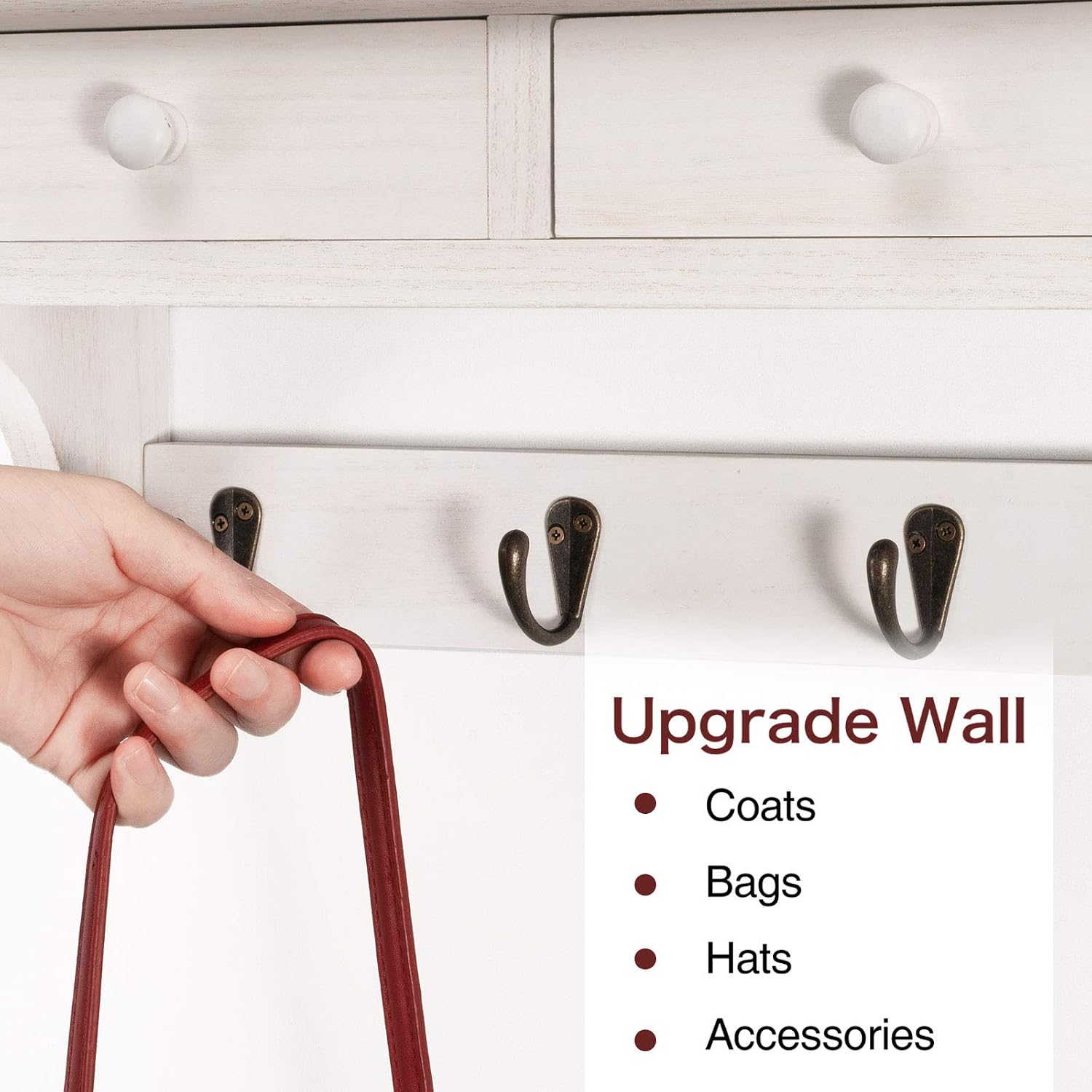 Emfogo Coat Hooks Wall Mounted, Rustic Wood Coat Rack Wall Mount Shelf with Hooks, Farmhouse Wall Coat Rack with Shelf