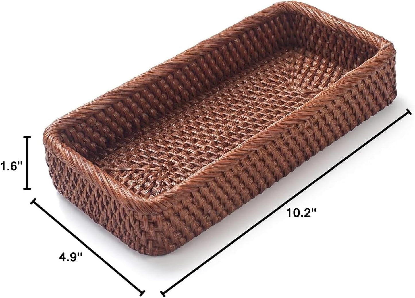 Rattan Bathroom Vanity Trays Toilet Tank Baskets Long Narrow Hand / Honey Brown / 10.2 x 4.9 x 1.6