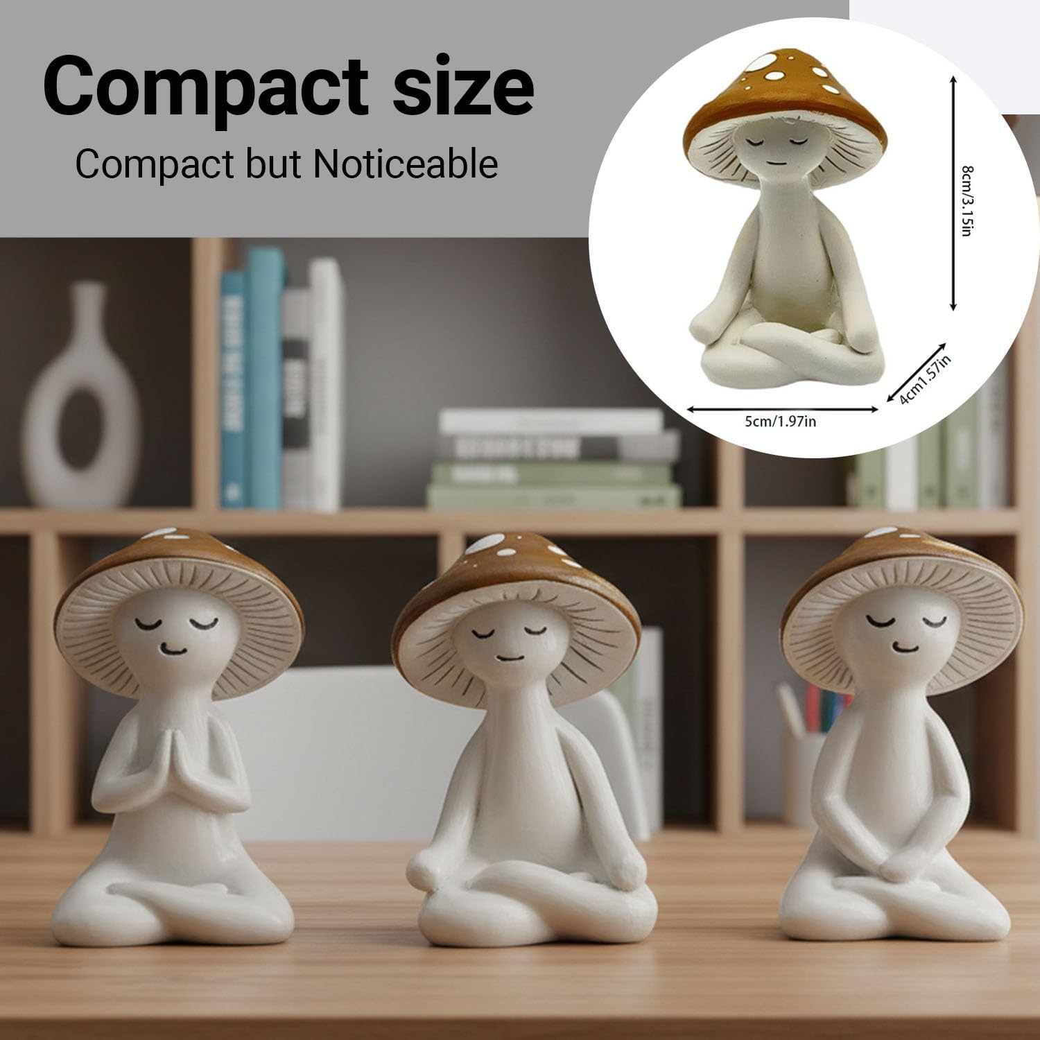 3-Piece Meditation Mushroom Figurine