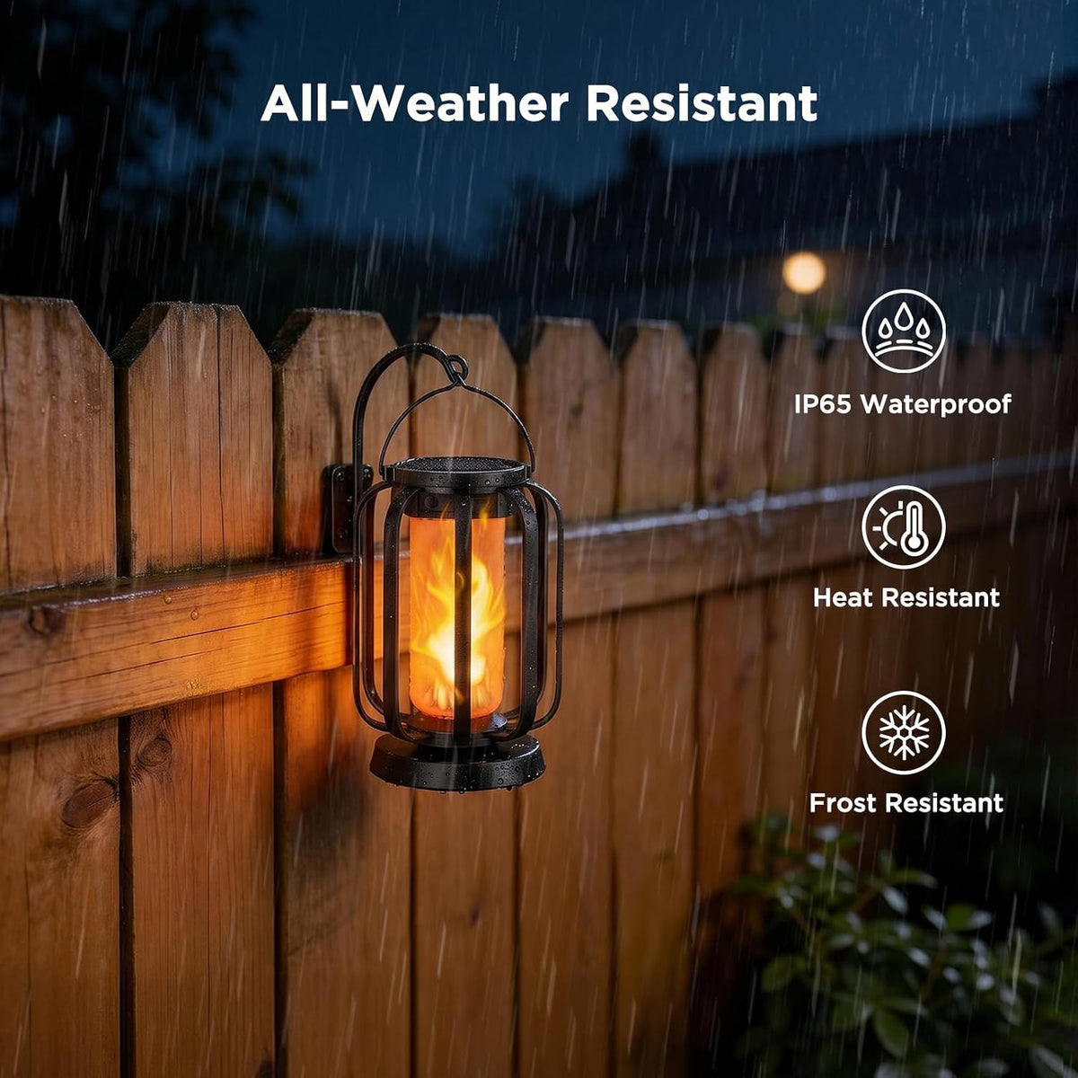 Hompavo Gen2 Solar Lanterns Outdoor Lights with Ultra-Real Flame | USB/Solar Charging & 4-Mode, Waterproof Decorative