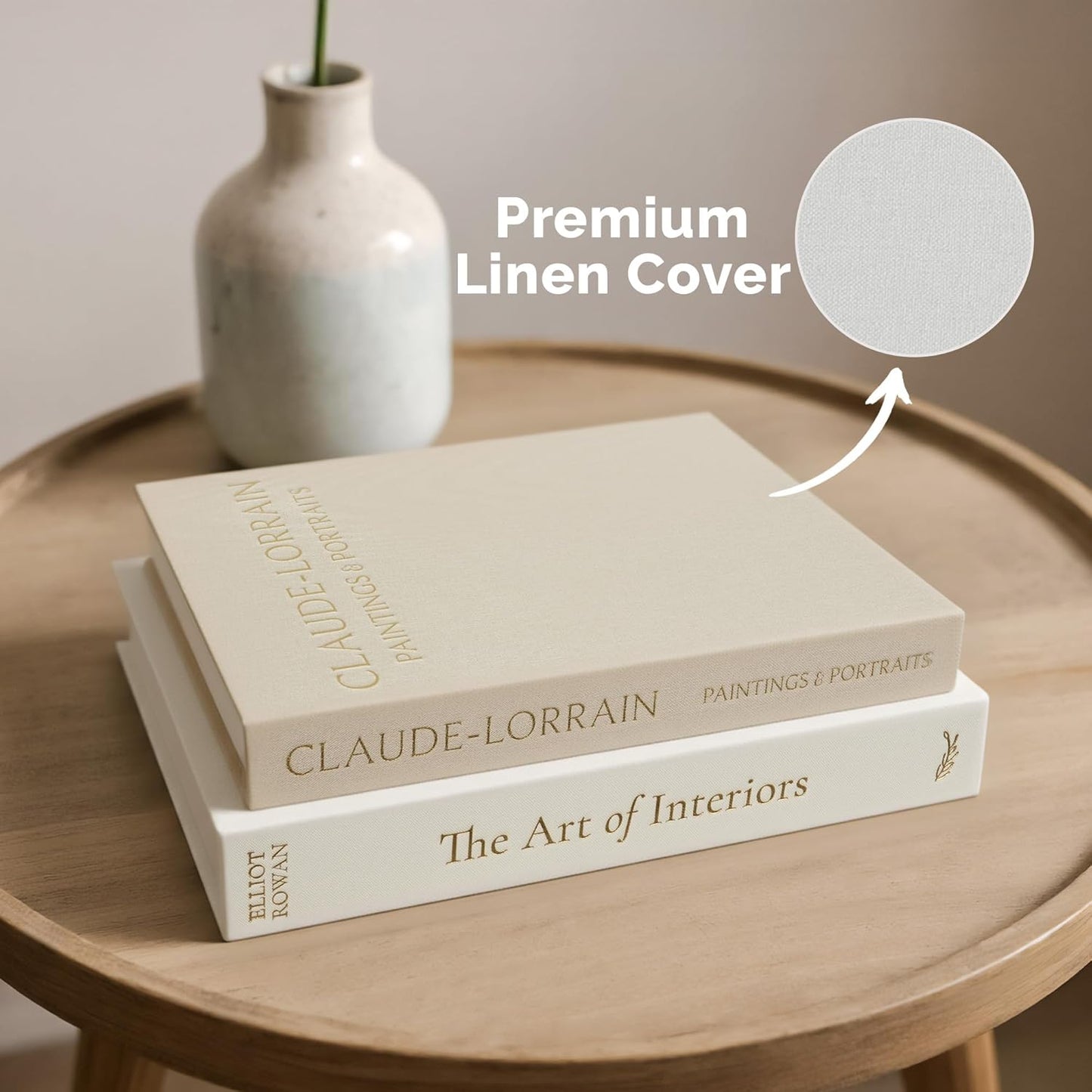 Linen Hardcover Boxes / Linen-white & Beige / Set of 2
