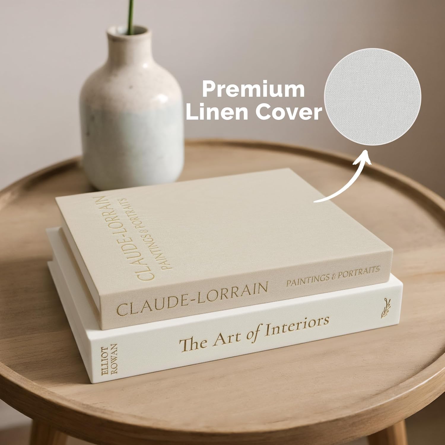 Linen Hardcover Boxes / Linen-white & Beige / Set of 2