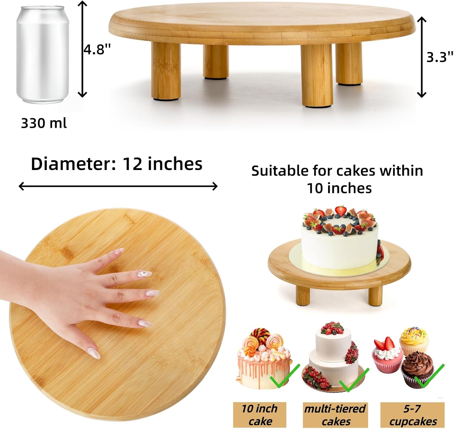 Bamboo Cake Stand / 12 Inch