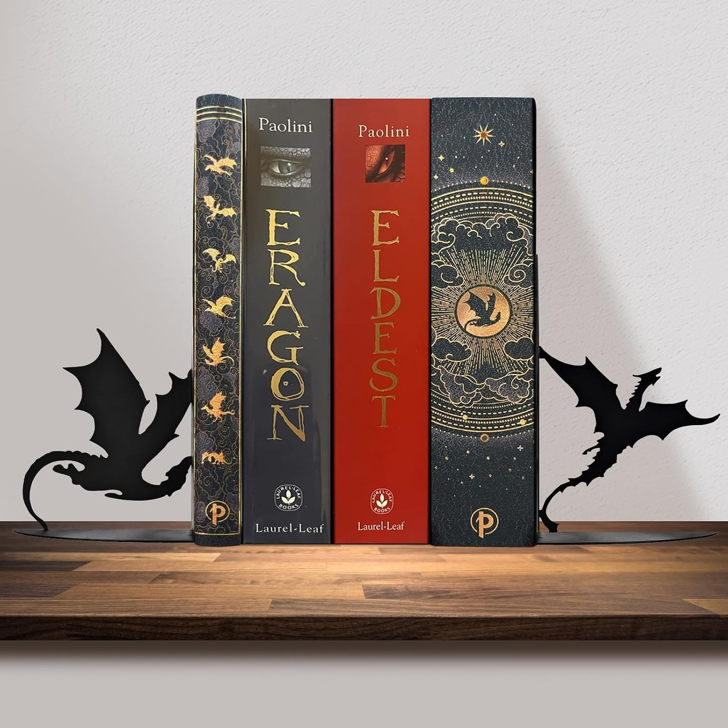 Metal Dragon Bookends Stoppers Holder Stand for Desk Shelf Cool Dragon Book Ends Decorative / Black