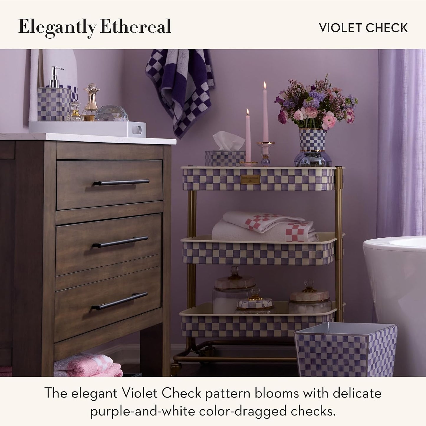 Small Glass Tray / Violet Check / Purple