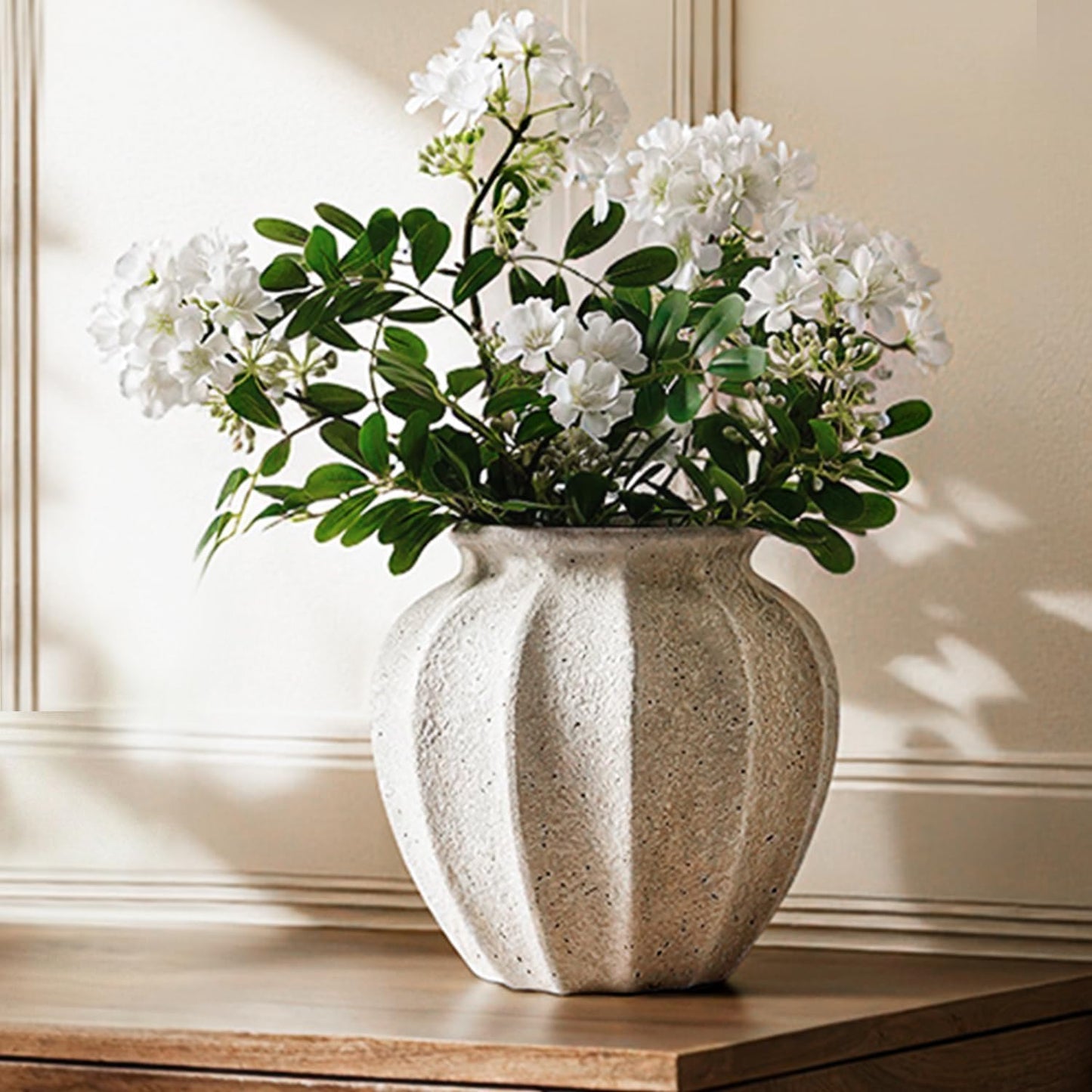 Ceramic Vase Set-3 / L Natural White / 10.3 Inch