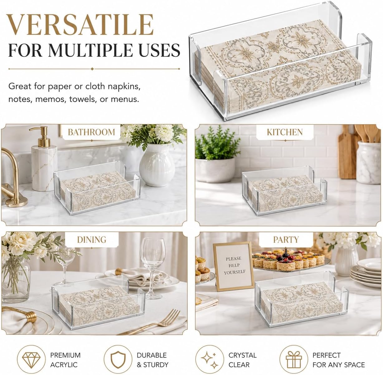 Acrylic Napkin Holder / Clear / Vertical