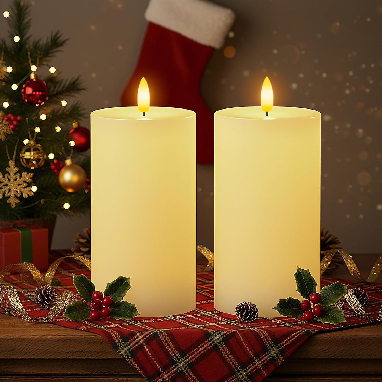 Homemory 3x6 White Flameless Candles Battery Operated with Remote Timer | Real Wax LED Pillar Candles with 3D Wick