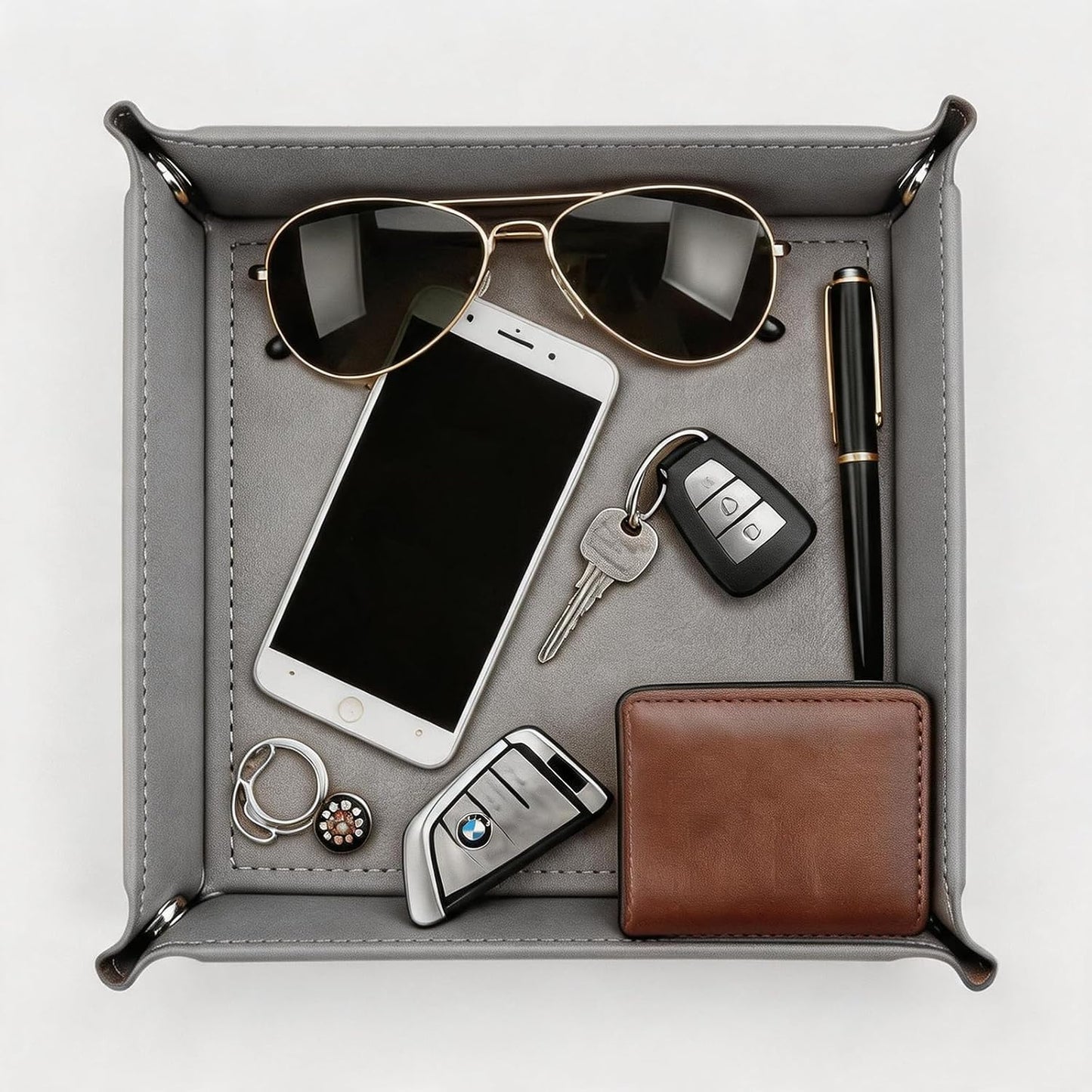 Valet Tray Desktop Storage Organizer / Gray