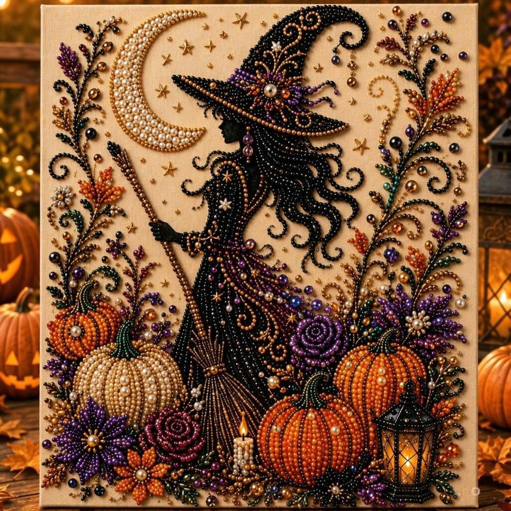 DIY Diamond Art Wooden Door Corner Decoration – Halloween Frame Sign Kit, Creative Wall Art Mosaic Frame Sign for Home Decor & Gifts