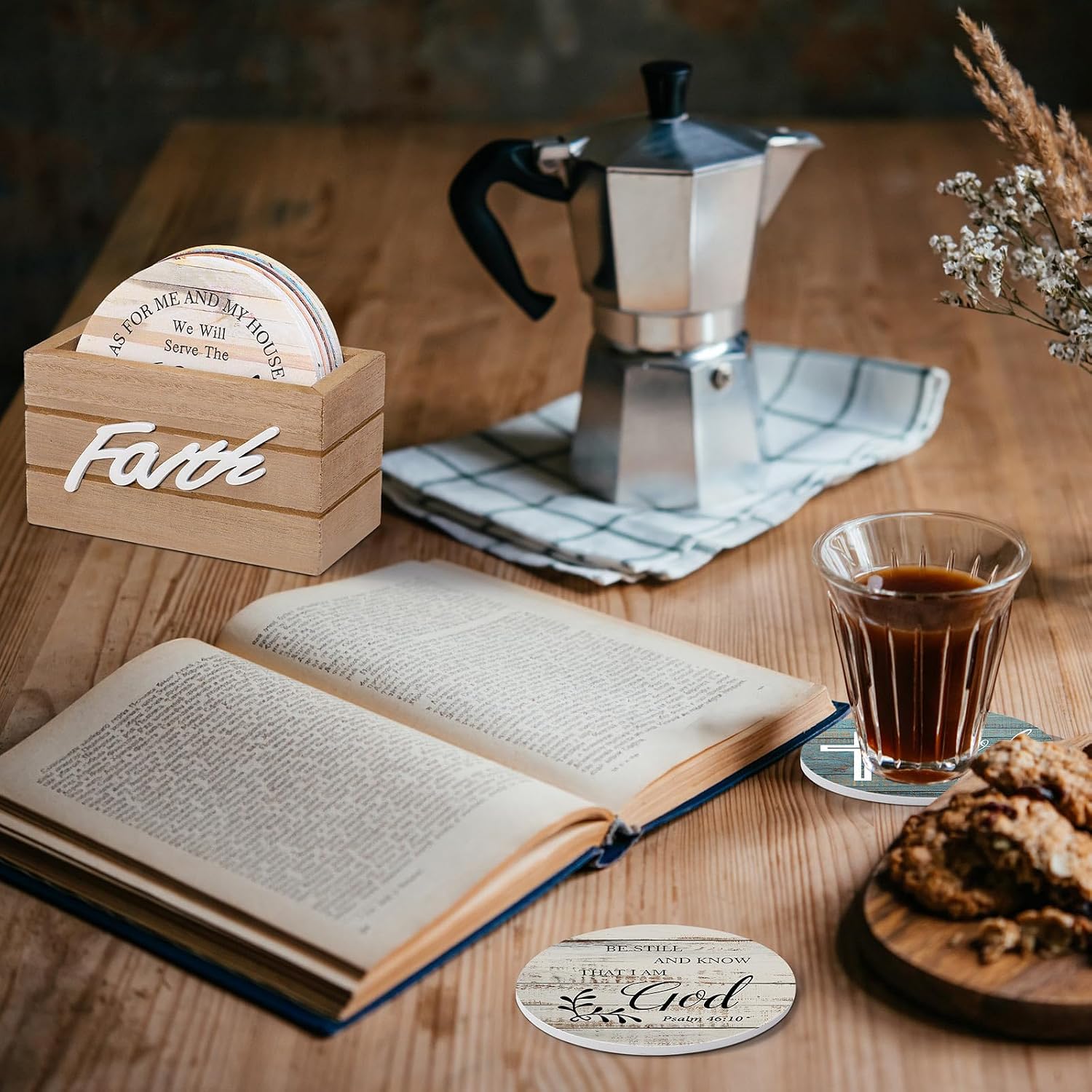Wooden Coasters for Drinks / Classic Farmhouse / Set of 6