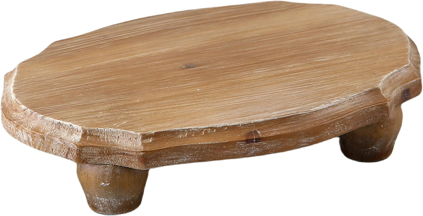 Farmhouse Pedestal Stand Tray / Wood