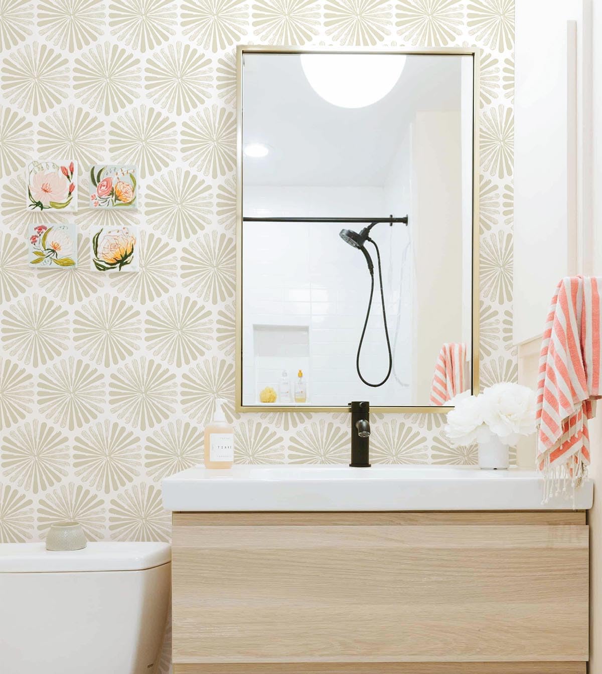 Modern Peel and Stick Wallpaper Boho Contact Paper Self Adhesive Removable Wallpaper / 17.3 x 197