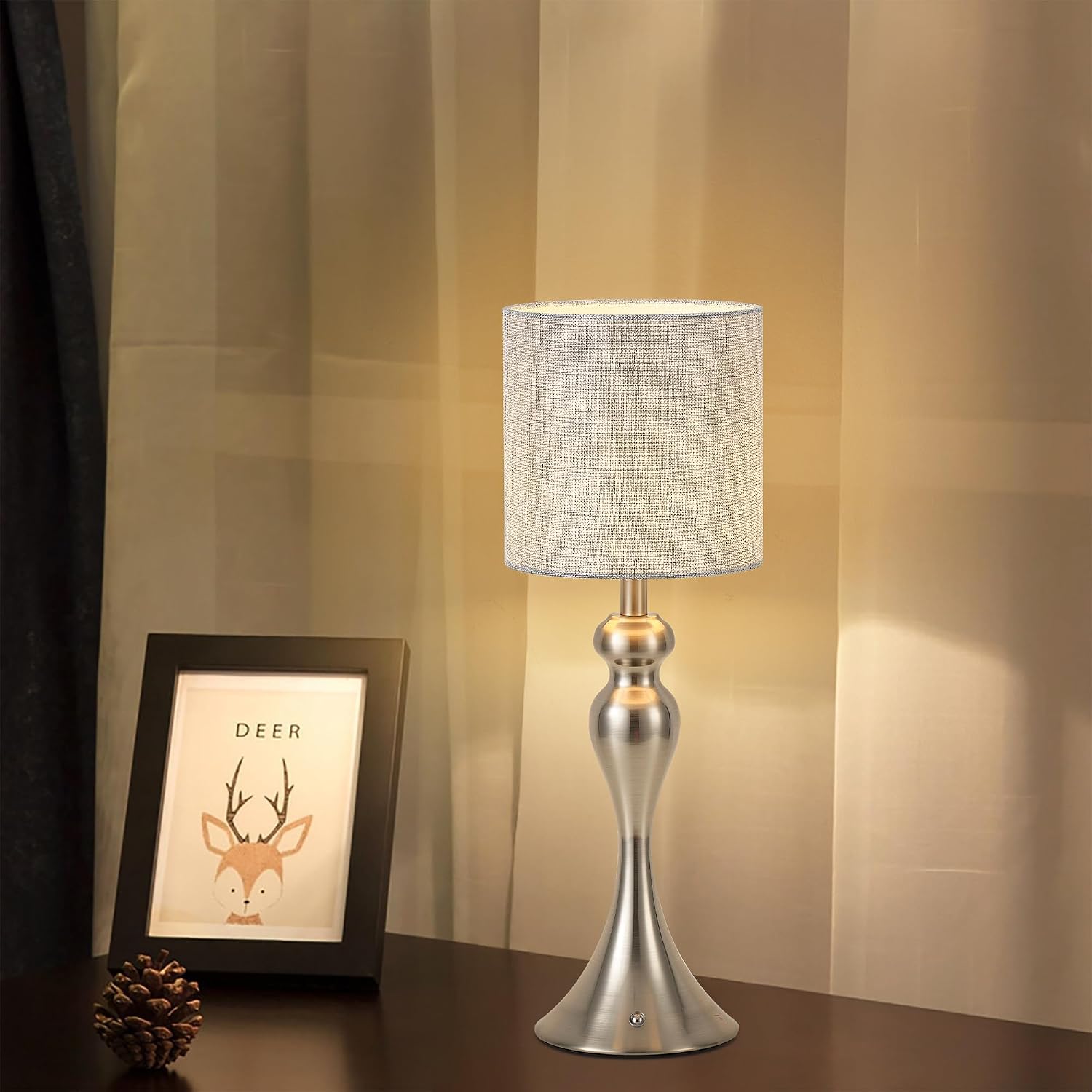 Touch 3-Way Dimmable Desk Lamp for Night Stands / Drum Shade - Nickel