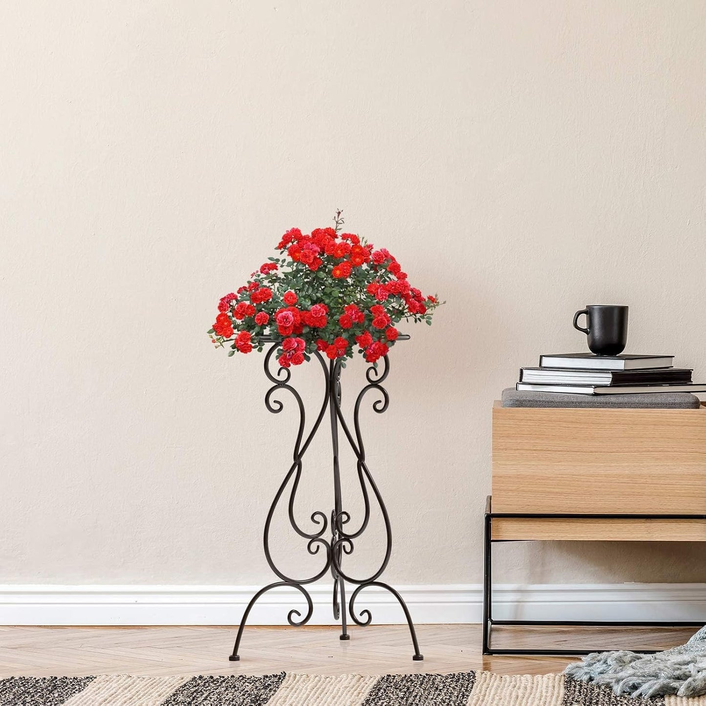 NAKUPE Metal Plant Stand Indoor Outdoor, Heavy Duty Flower Pot Stands 22.5 Inch Tall, Single Plants Pedestal Table for
