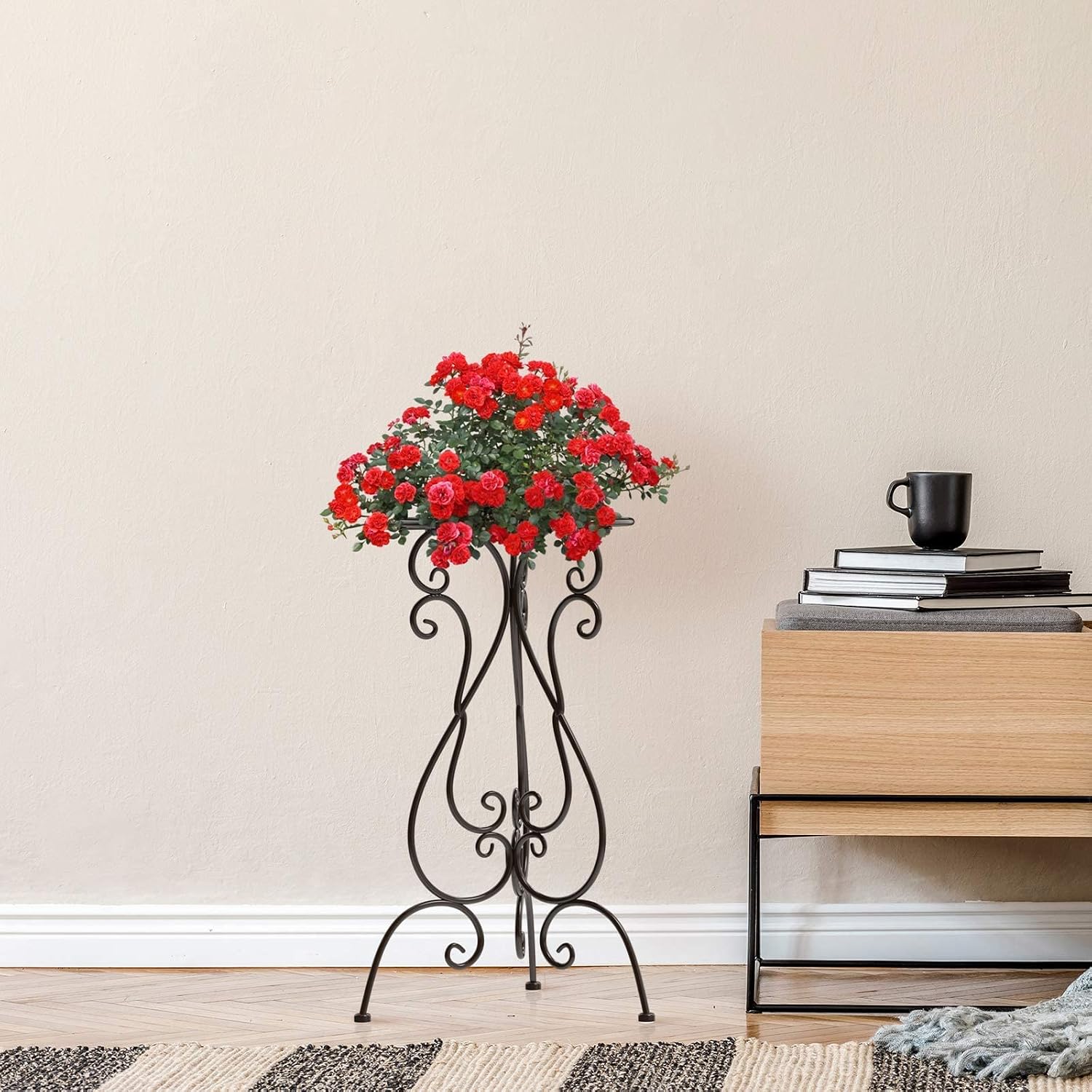NAKUPE Metal Plant Stand Indoor Outdoor, Heavy Duty Flower Pot Stands 22.5 Inch Tall, Single Plants Pedestal Table for