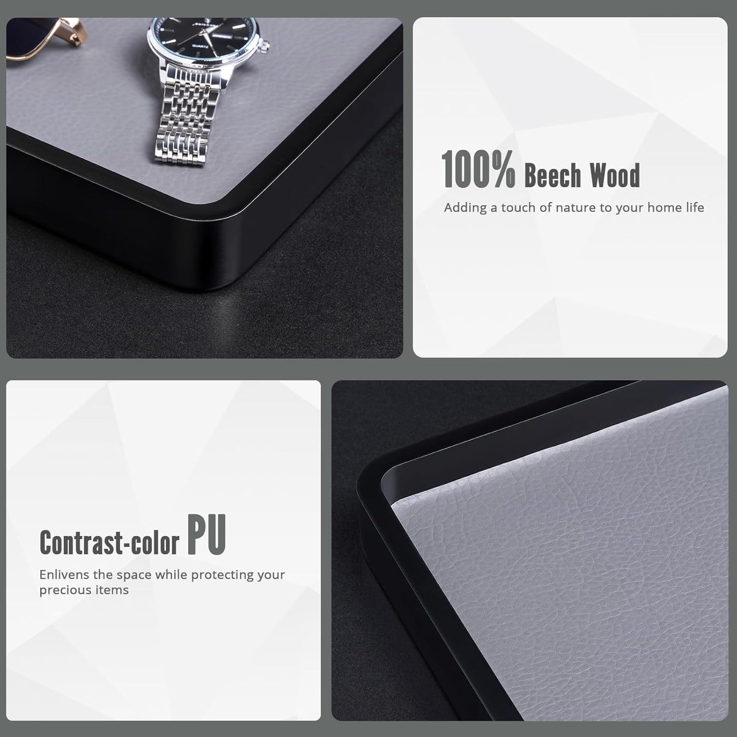 Wooden Valet Tray for Men / Black