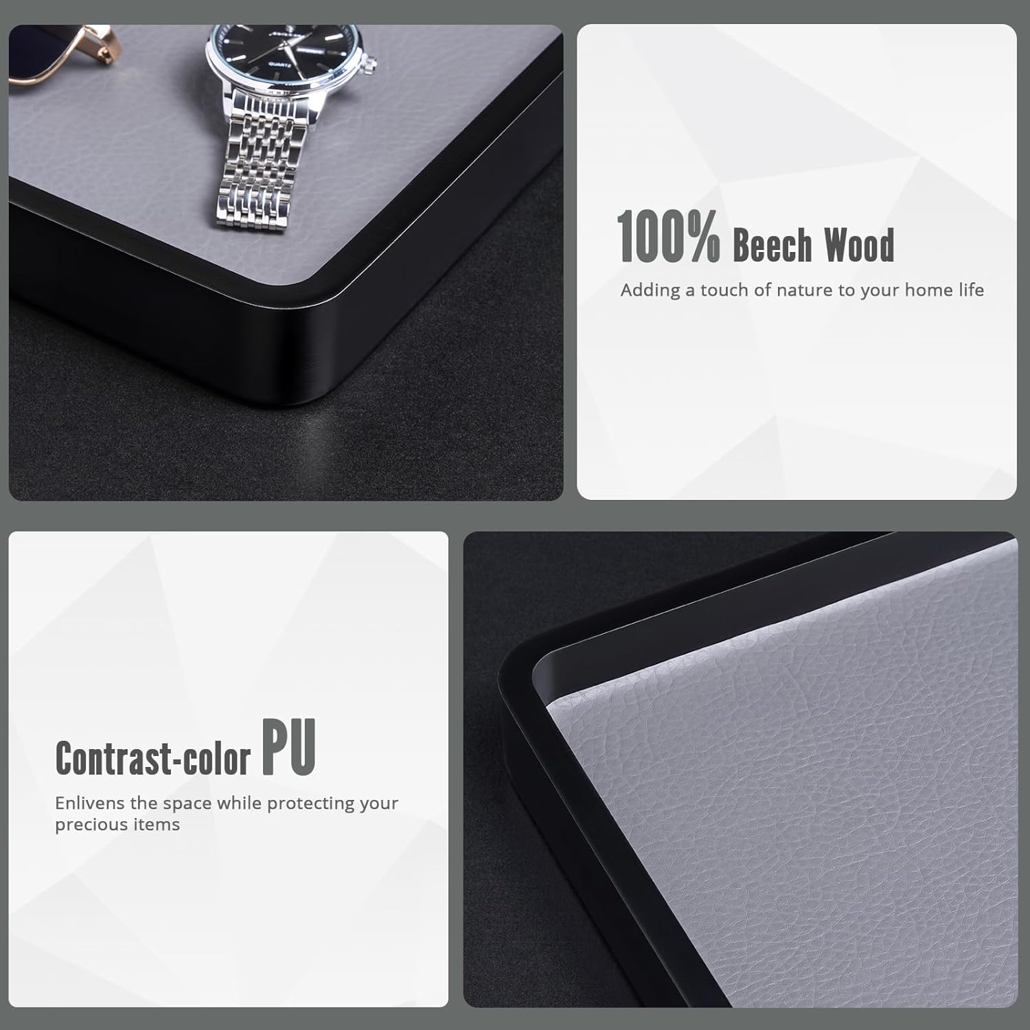 Wooden Valet Tray for Men / Black
