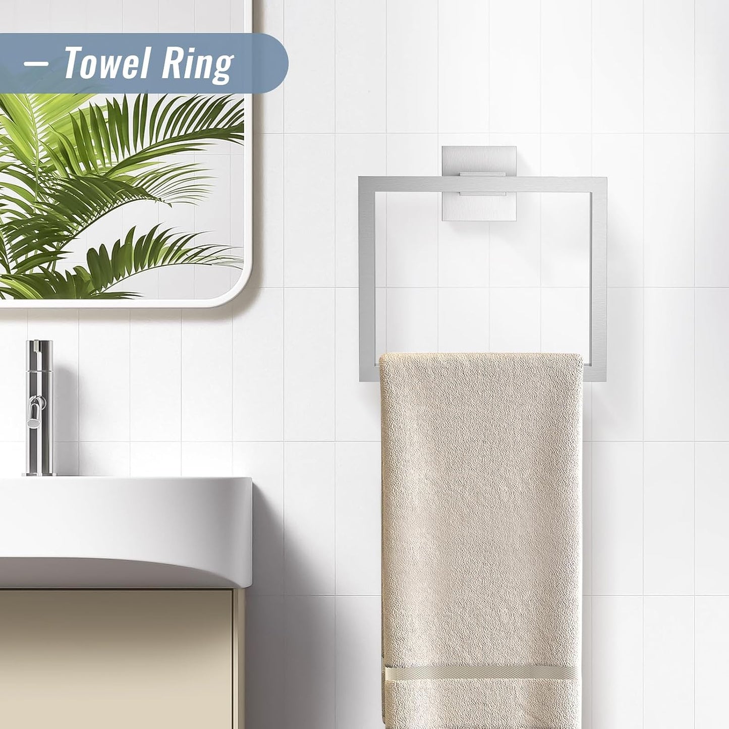YACVCL 5 Pieces Brushed Nickel Bathroom Accessorie Set 23.6 Inch Towel Bar Set SUS304 Stainless Steel Towel Holder Set