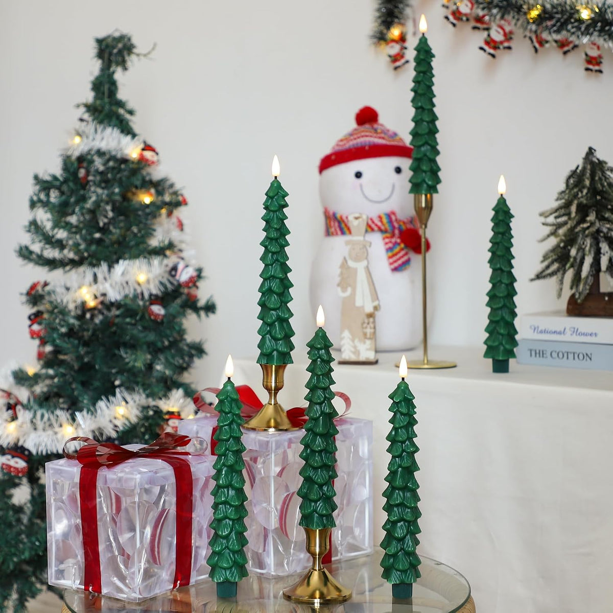 Lezonic 6Pcs Flameless Christmas Tree Candles with Remote Timer, LED Taper Candles Battery Operated Flickering Flame