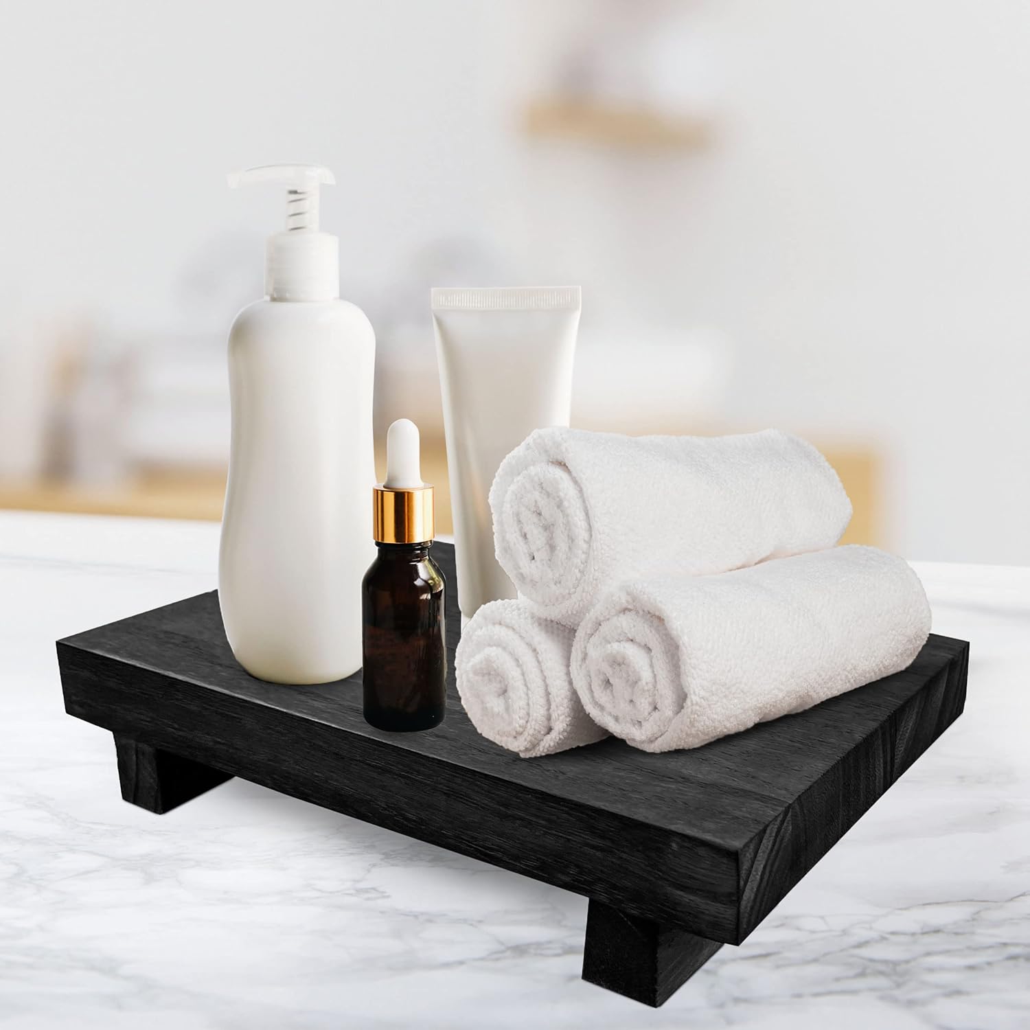 Rustic Pedestal Stand / Black / 9 x 6 x 1.5