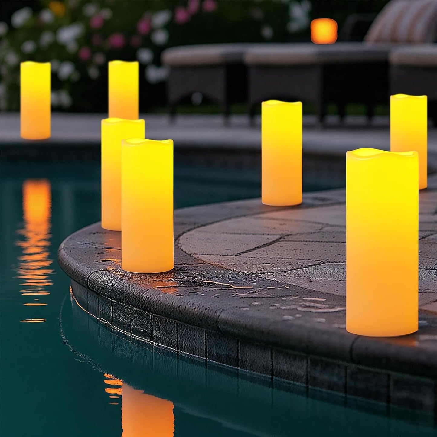 Amagic 10"x4" Large Waterproof Outdoor Flameless Candles with Remote Timer | Battery Operated Electric Fake Candle with