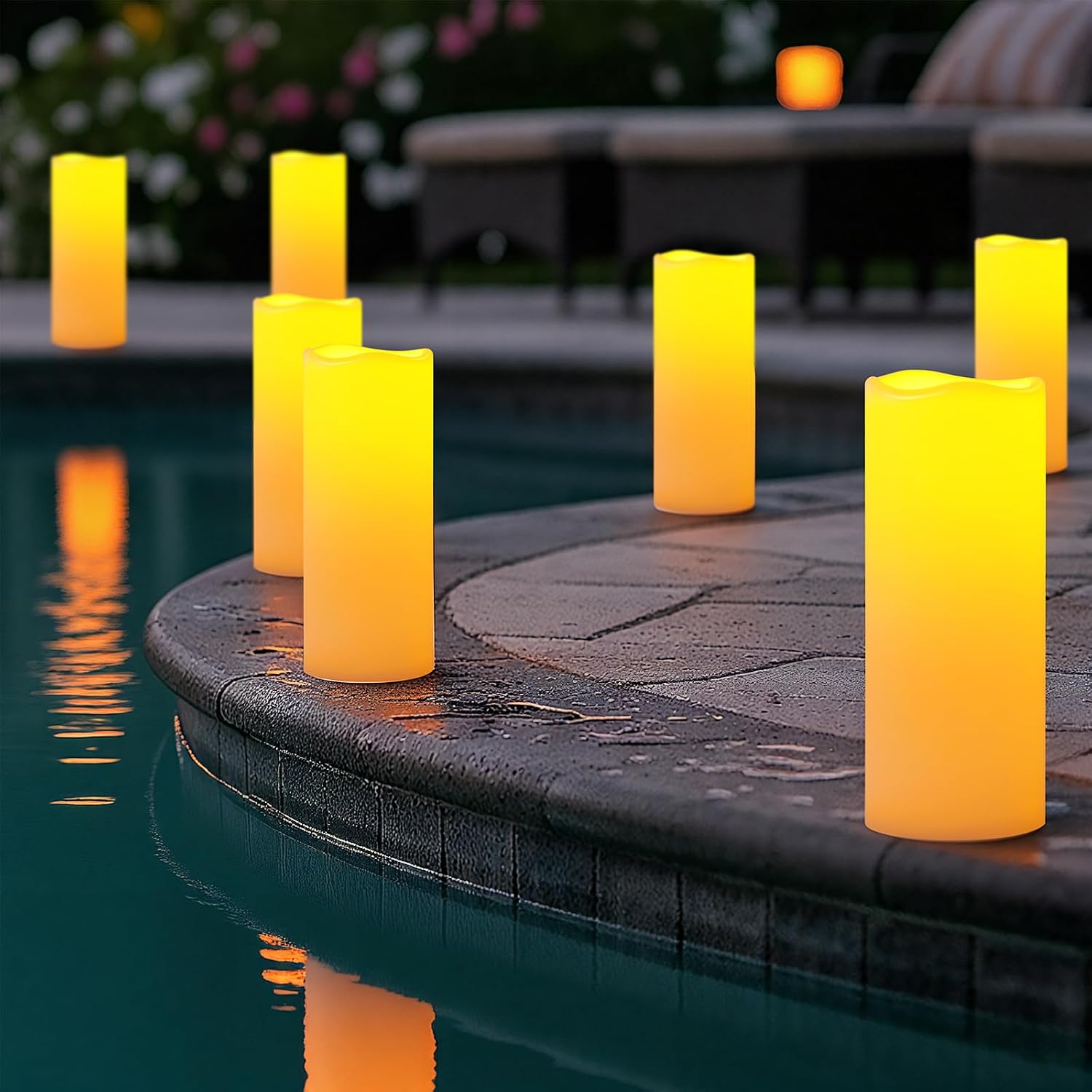 Amagic 10"x4" Large Waterproof Outdoor Flameless Candles with Remote Timer | Battery Operated Electric Fake Candle with