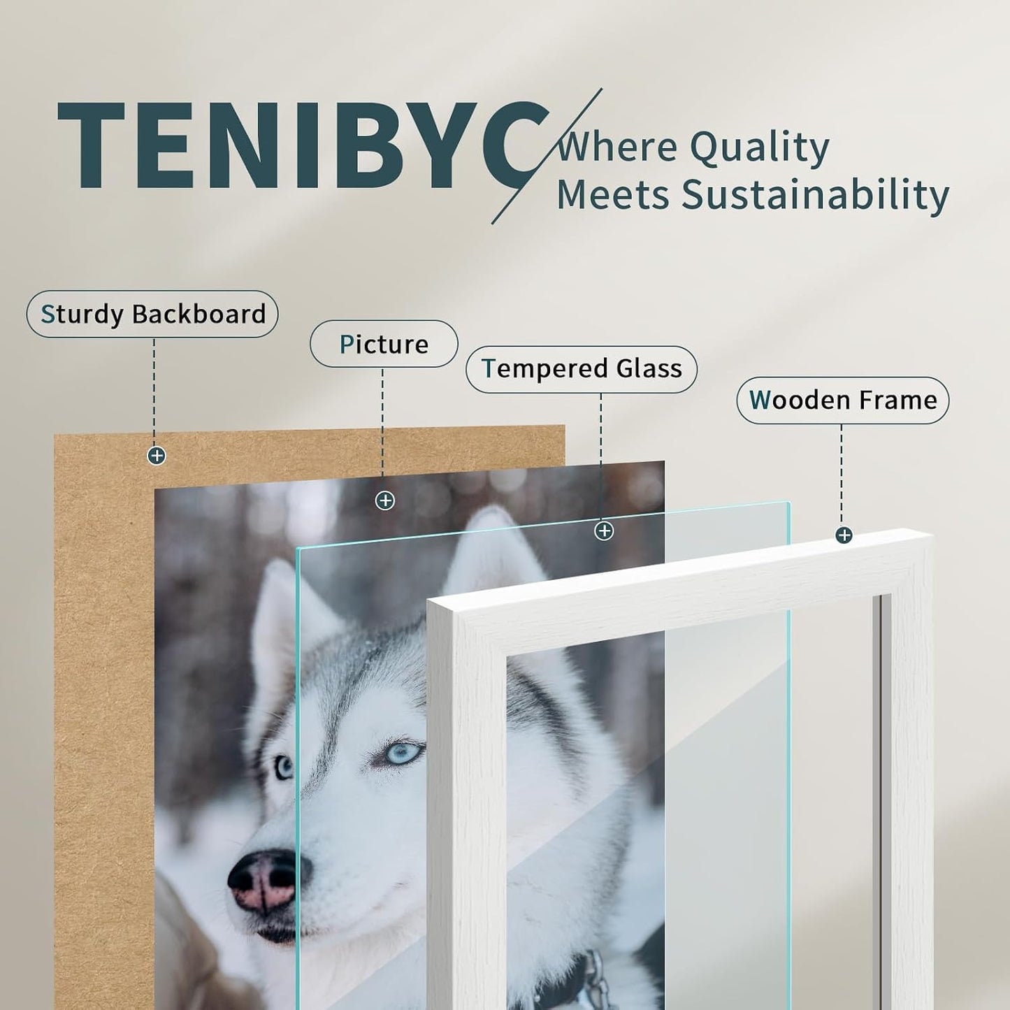 9x12 picture frame 3 Pack, White Wood, Real Glass, for Photos | Thick HD Tempered Glass, Tabletop or Wall Hanging