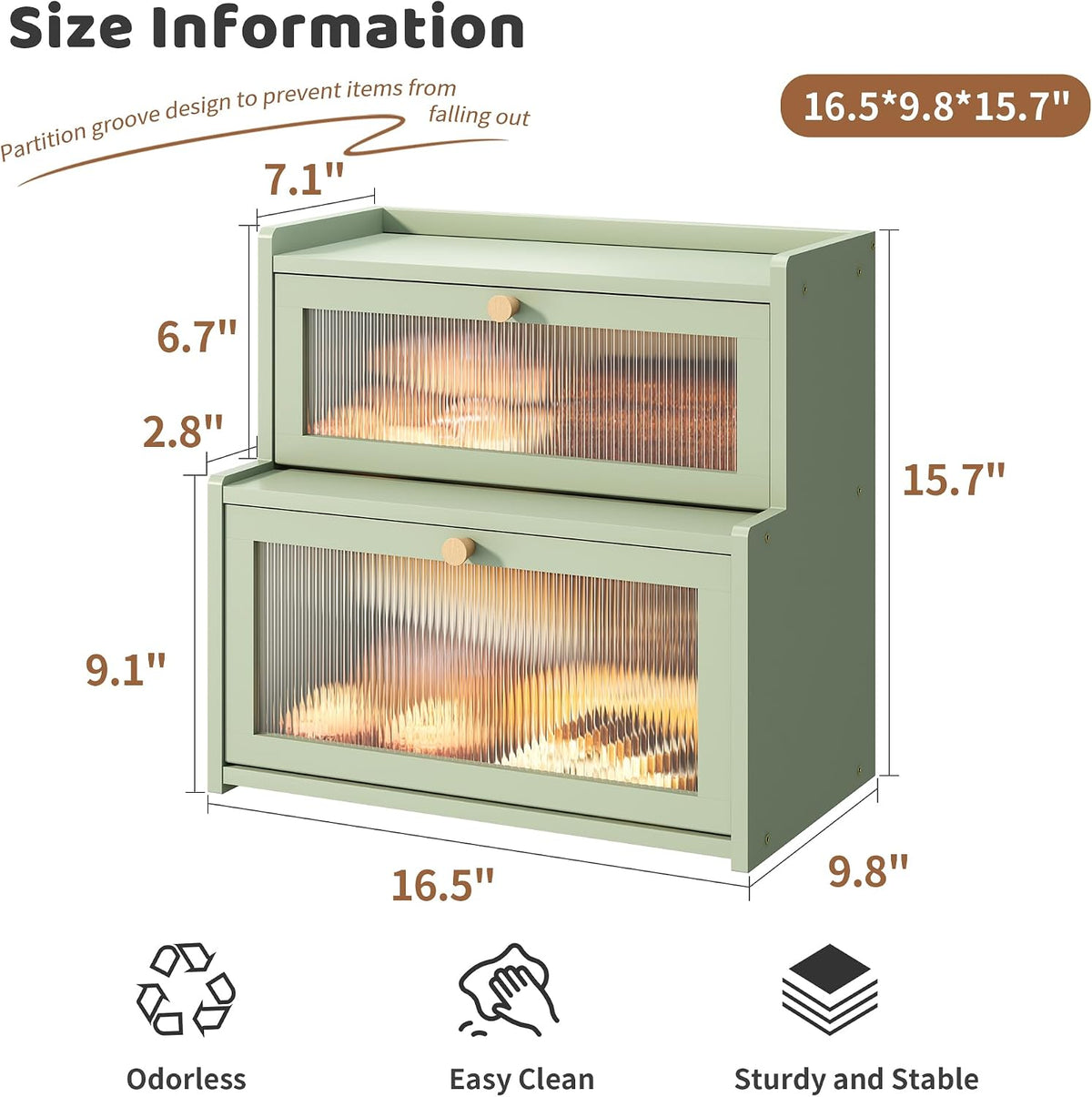 Bread Box for Kitchen Countertop Double Layer Large Corner Bread Box Capacity Bread Storage Bin Farmhouse Breadbox
