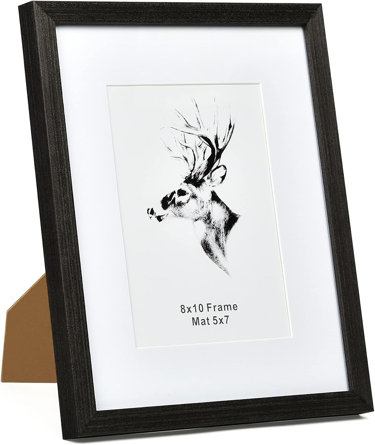 Yaetm 8x10 Picture Frame Set of 4, Solid Black Wood 8x10 Photo Frames with Tempered Glass, Display 5x7 with Mat or 8 x