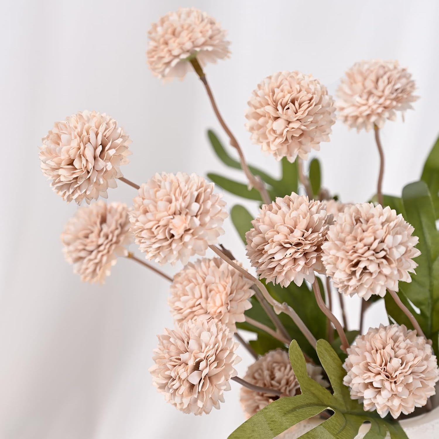 Fake Silk Pompon Mum Artificial Flowers / Beige / Set of 10