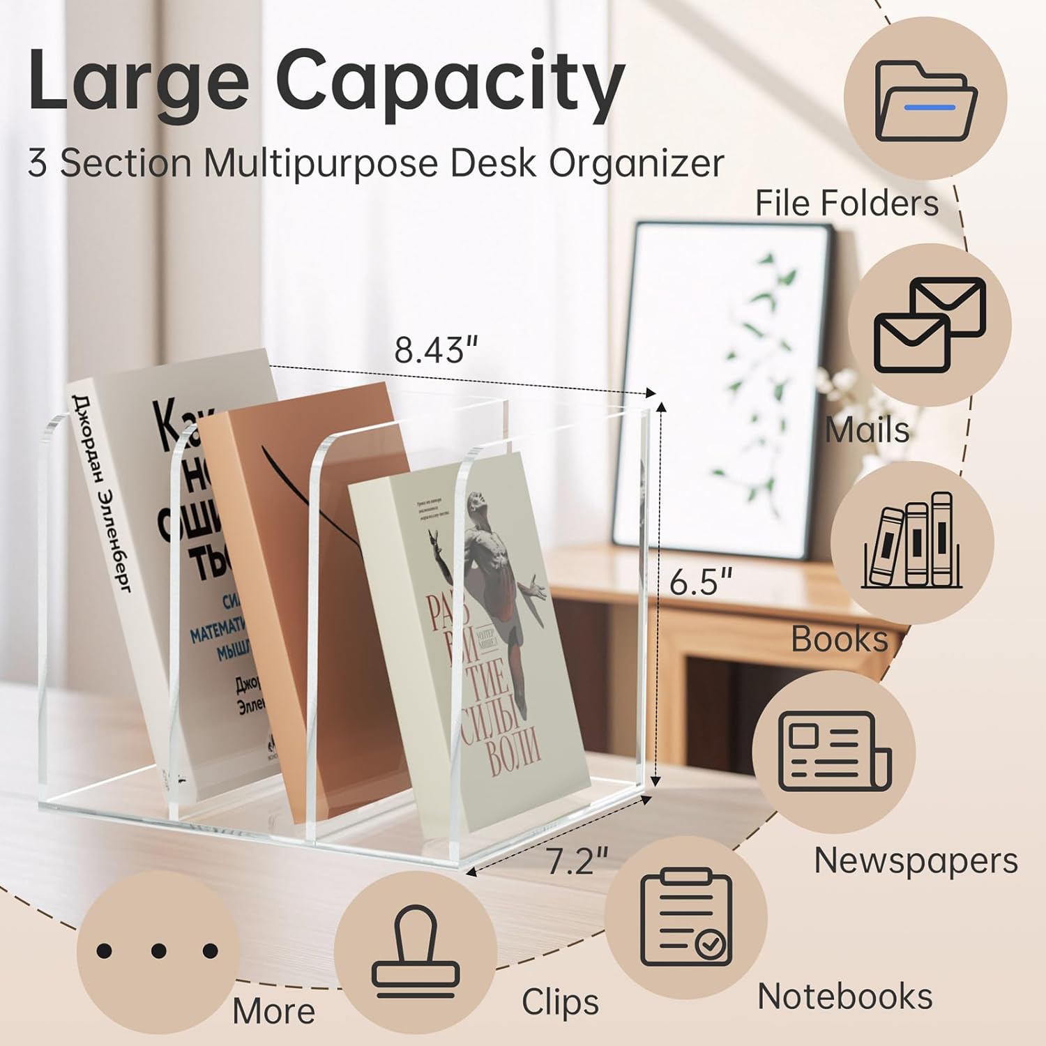 Acrylic Desk Organizer Book Organizer