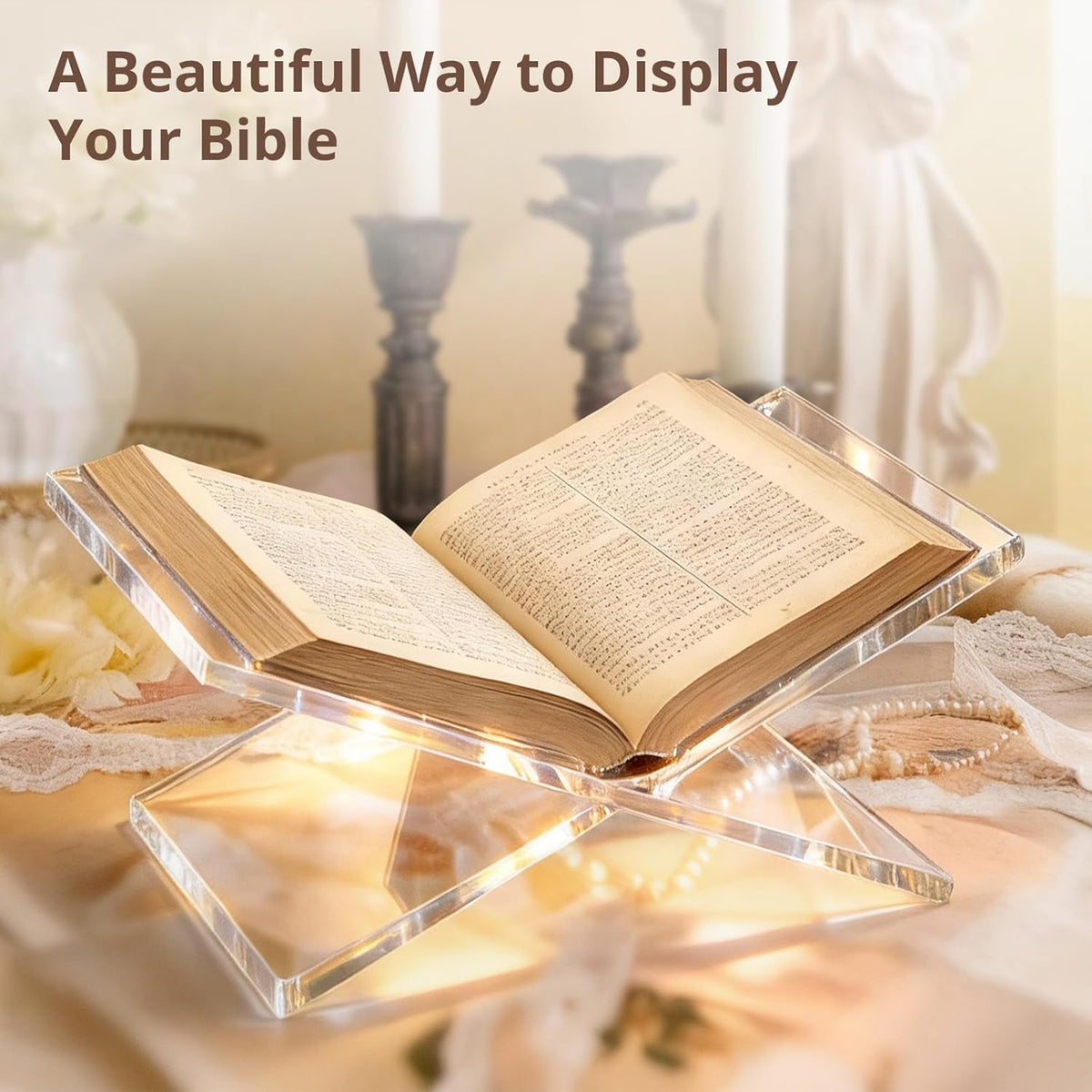 Acrylic Book Stand 12×8×6, Clear 8 mm Thick Book Holder & Display Stand for Cookbooks, Bibles, Art Books, Recipe Books