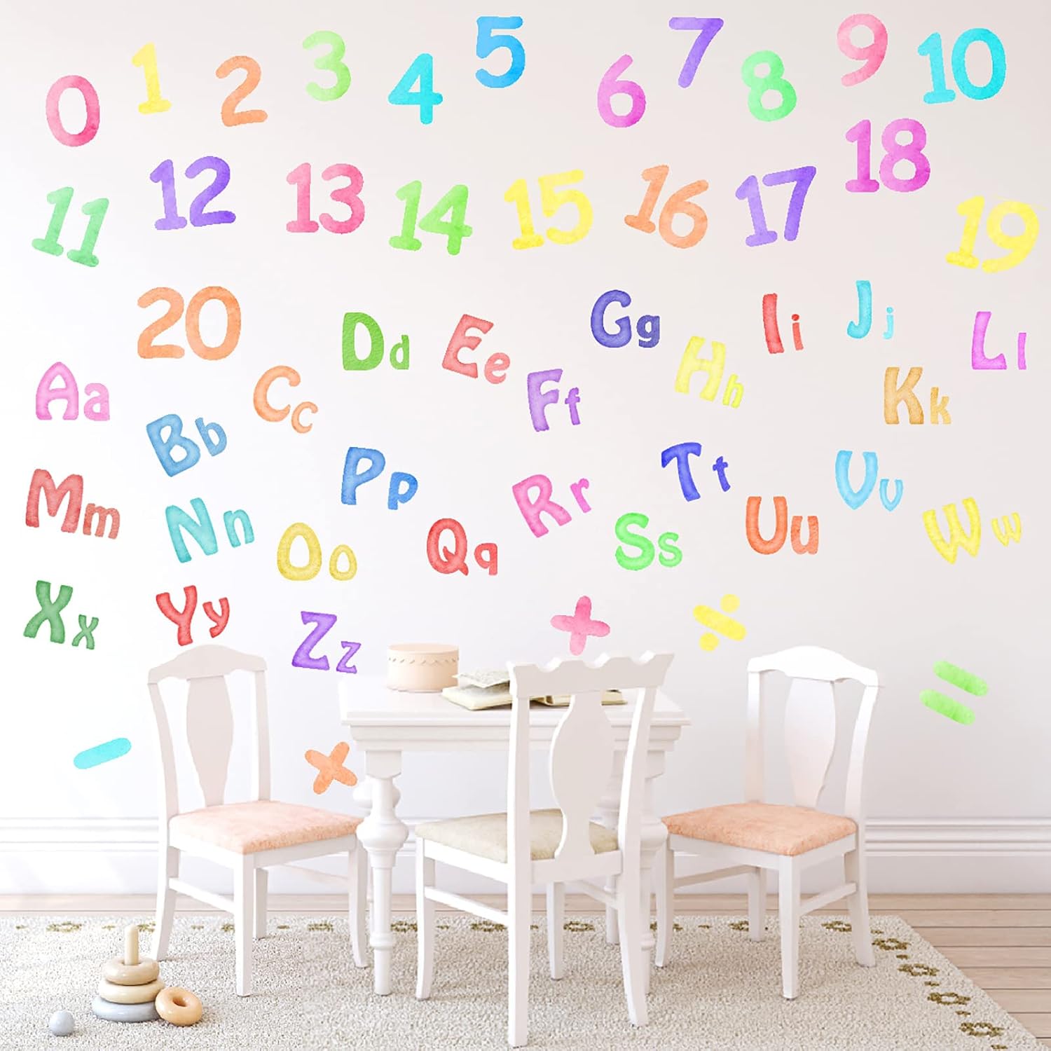 Number Alphabet Wall Decals Letters Wall Decal Alphabet ABC Learning Stickers Colorful / Watercolor