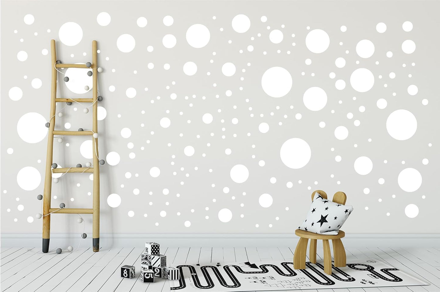 500+ Assorted Polka Dot Circle Wall Stickers for Kids Bedroom Living Room / White