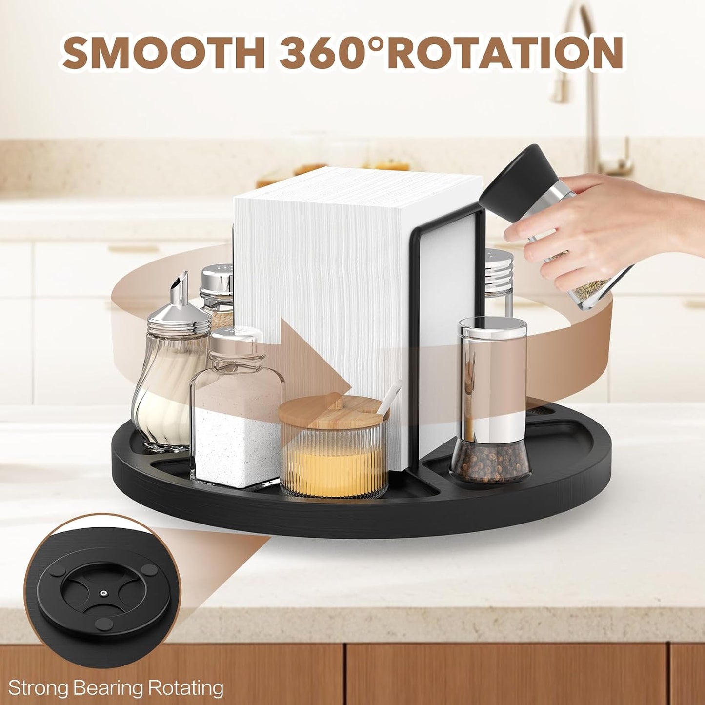 Napkin Holder / Standing Paper Napkin / Black Round